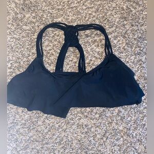 Black Racerback Ruffle Bikini Top, size SMALL